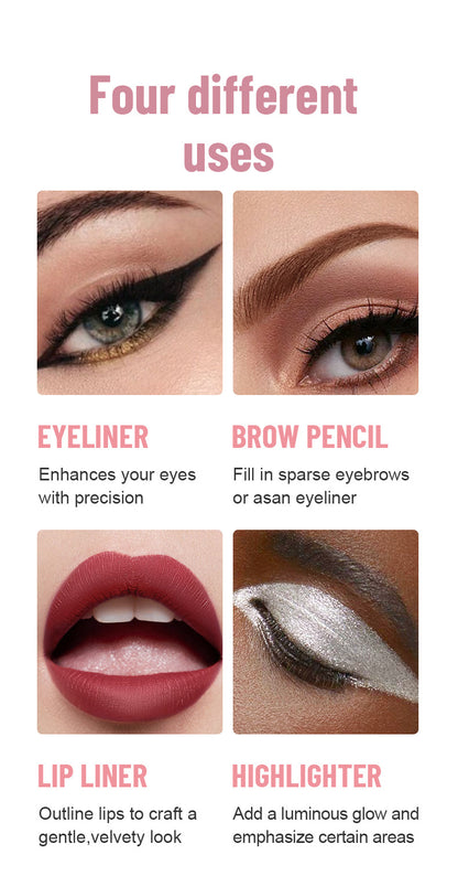 Swatches of the 4-in-1 Beauty Pen showing all four makeup functions